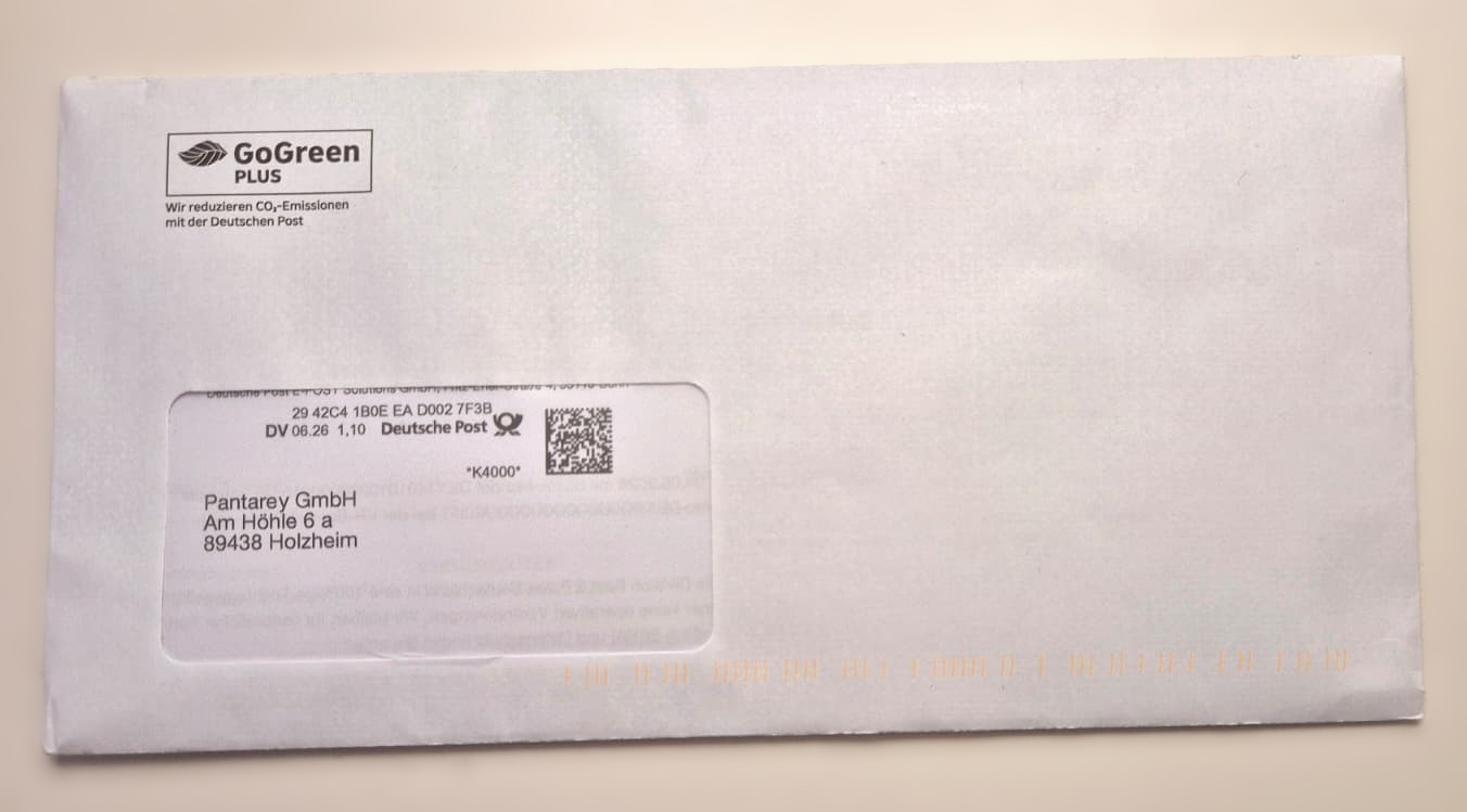 Echter Briefumschlag, gedruckt und frankiert von einfach-brief.de